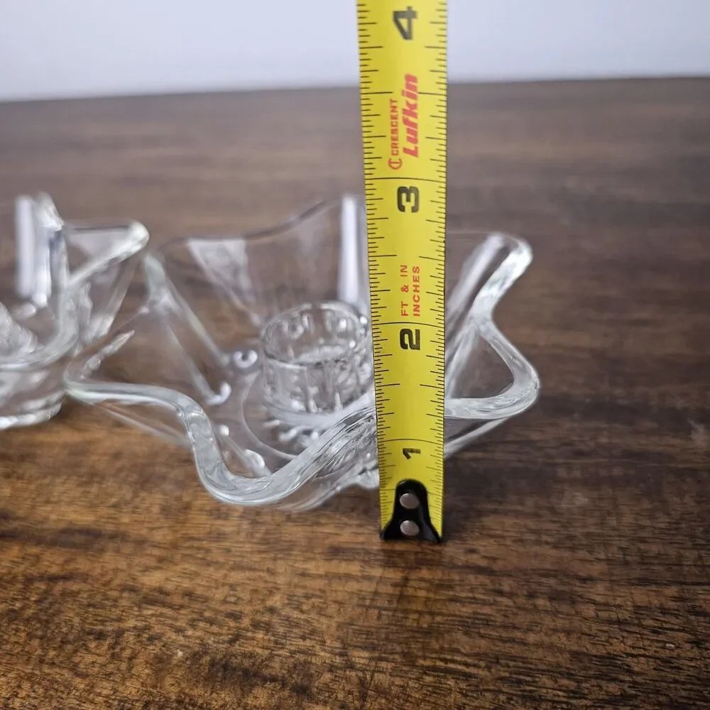 Vintage Anchor Hocking Star Candle Holders Clear Glass Celestial Set of 2